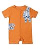 My Milestones 100% Cotton Half Sleeves Tiger Printed Romper - Orange