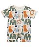 My Milestones 100% Cotton Half Sleeves Animals Printed Romper - Cream