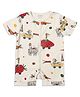 My Milestones 100% Cotton Half Sleeves Animals Printed Romper - Cream