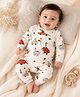 My Milestones 100% Cotton Full Sleeves Animals Printed Romper With Two Way Zipper - Cream
