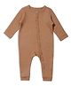My Milestones Full Sleeves Solid Quilted Romper - Brown