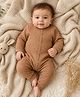 My Milestones Full Sleeves Solid Quilted Romper - Brown