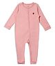My Milestones 100% Cotton Full Sleeves Strawberry Embroidered Romper - Peach