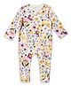 My Milestones 100% Cotton Full Sleeves Floral Printed Romper With Two Way Zipper - Cream