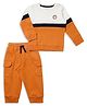 My Milestone 100% Cotton Full Sleeves Colour Blocked & Lion Embroidered Tee & Joggers - Multi Colour