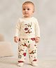 My Milestone 100% Cotton Full Sleeves Animals & Vehicles Printed Tee & Joggers Set - Cream