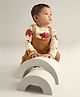 My Milestones 100% Cotton Quilted Dungaree With Full Sleeves Animals & Vehicles Printed Tee Set - Cream & Brown