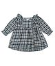 My Milestones Pure Cotton Full Puffed Sleeves Checked Dress - Black & Off White