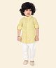 ETHNIKS NEURON Pure Cotton Full Sleeves Floral Motif Printed Kurta With Solid Pyjama Set - Lemon Yellow