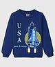 KUCHIPOO Fleece Full Sleeves Rocket Printed Sweatshirt - Blue