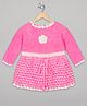 The Sandbox Clothing Co Full Sleeves Floral Designed Hand Knitted Dress - Pink