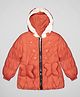 The Sandbox Clothing Co Full Sleeves Pearls Detailed Quilted Hooded Jacket - Orange