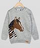 The Sandbox Clothing Co Cotton Full Sleeves Horse Designed Sweater - Grey