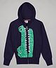 The Sandbox Clothing Co Full Sleeves Crocodile Printed Zipper Sweatshirt - Navy Blue