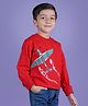 The Sandbox Clothing Co Cotton Full Sleeves Aeroplane Printed  Sweatshirt - Red