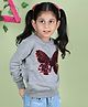The Sandbox Clothing Co Cotton Full Sleeves Butterfly Sequins Embellished Designed Sweatshirt - Grey