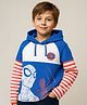 Pine Kids Marvel Knit Cut & Sew Design Full Doctor Sleeves Light Weight Hoodie Sweatshirt With Spiderman Graphics - Blue White & Red