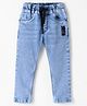 Ruff Woven Full Length Denim Jeans With Text Applique - Light Blue