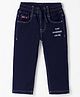 RUFF Woven Full Length Denim Jeans With Text Print - Navy Blue