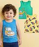 Babyoye Cotton Elastane Knit Sleevless Vests With Vehicle Print Pack Of 3 - Yellow Blue & Green
