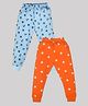 Hrit Pack of 2 Cotton Anchors & Stars Printed Lounge Pantss - Orange & Blue