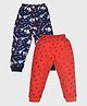 Hrit Pack of 2 Cotton Anchors & Musical Instruments Printed Lounge Pantss - Blue & Red