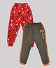 Hrit Pack of 2 Cotton Stay Strong Text & Musical Instruments Printed Lounge Pantss - Grey & Red