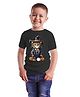 BRATMA Halloween Theme Cotton Half Sleeves Witch Cat Printed Tee - Black