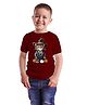 BRATMA Halloween Theme Cotton Half Sleeves Witch Cat Printed Tee - Maroon