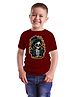 BRATMA Halloween Theme Cotton Half Sleeves Spooky Skeleton Printed Tee - Maroon