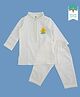Keebee Organics Organic Cotton Woven Full Sleeves Marigold Embroidered Kurta Pyjama Set - White
