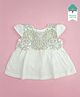 Keebee Organics Organic Cotton Woven Cap Sleeves Paisley & Floral Embroidered Dress - White