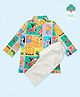 Keebee Organics Organic Cotton Woven Full Sleeves Animals & Floral Printed Kurta Pyjama Set - Multi Colour