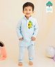 Keebee Organics Organic Cotton Woven Full Sleeves Sunflower Embroidered Kurta Pyjama Set - Light Blue