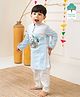 Keebee Organics Organic Cotton Woven Full Sleeves Toucan & Floral Embroidered Kurta Pyjama Set - Blue