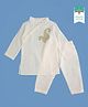 Keebee Organics Organic Cotton Woven Full Sleeves Paisley Embroidered Kurta Pyjama Set - White