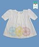 Keebee Organics Organic Cotton Three Fourth Sleeves Floral Embroidered Dress  - White