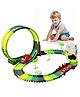 Azhari Dinosaur Theme Flexible Track Racing Toy Set with LED Racing Car 110 Pcs Color May Vary