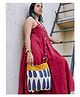 Almitra Sustainables Blue and Off-white Hand Block Printed Braided Ethnic Sling Bags.