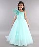 PinkChick Sleeveless Sequins Embellished Rose Applique Detailed With Attached Trail Flared Gown - Aqua