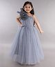 PinkChick Sleeveless Sequins Embellished Rose Applique Detailed With Attached Trail Flared Gown - Grey