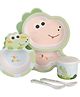 Earthism Eco-Friendly Bamboo Fibre Dinner Set of 5 Pieces Baby Dino- White Green