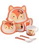 Earthism Eco-Friendly Bamboo Fibre Dinner Set of 5 Pieces Fox- Orange