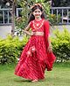 Mamma's Bear Cotton Sleeveless Gota Lace Embellished Leheriya Printed Coordinating Lehenga Choli With Dupatta Set - Red