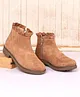 Pine Kids Slip On Winter Boots with Zioper Closure - Brown