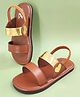 The Madras Trunk Heart Designed Colour Blocked Sandals - Brown
