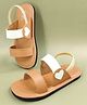 The Madras Trunk Heart Designed Colour Blocked Sandals - Tan