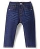 Babyhug Full Length Washed Jeans with Stretch - Navy Blue