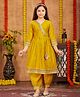 Aarika Three Fourth Sleeves Gota Lace Embellished Kurti Patiala Set - Yellow