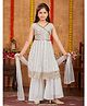 Aarika Georgette Sleeveless Sequins & Gota Lace Embellished Kurta Sharara With Dupatta Set - Off White